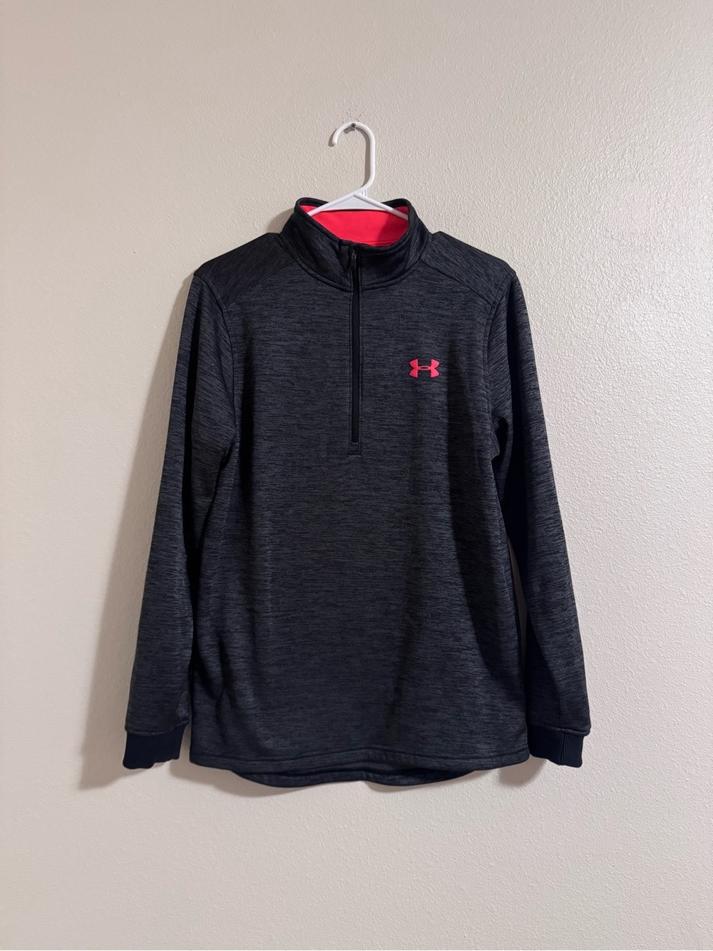 Under Armour Charcoal Heather Half-Zip Pullover with Pink Logo